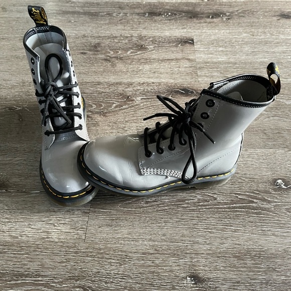 Grey Combat Boots with Black Laces - Picture 6 of 8